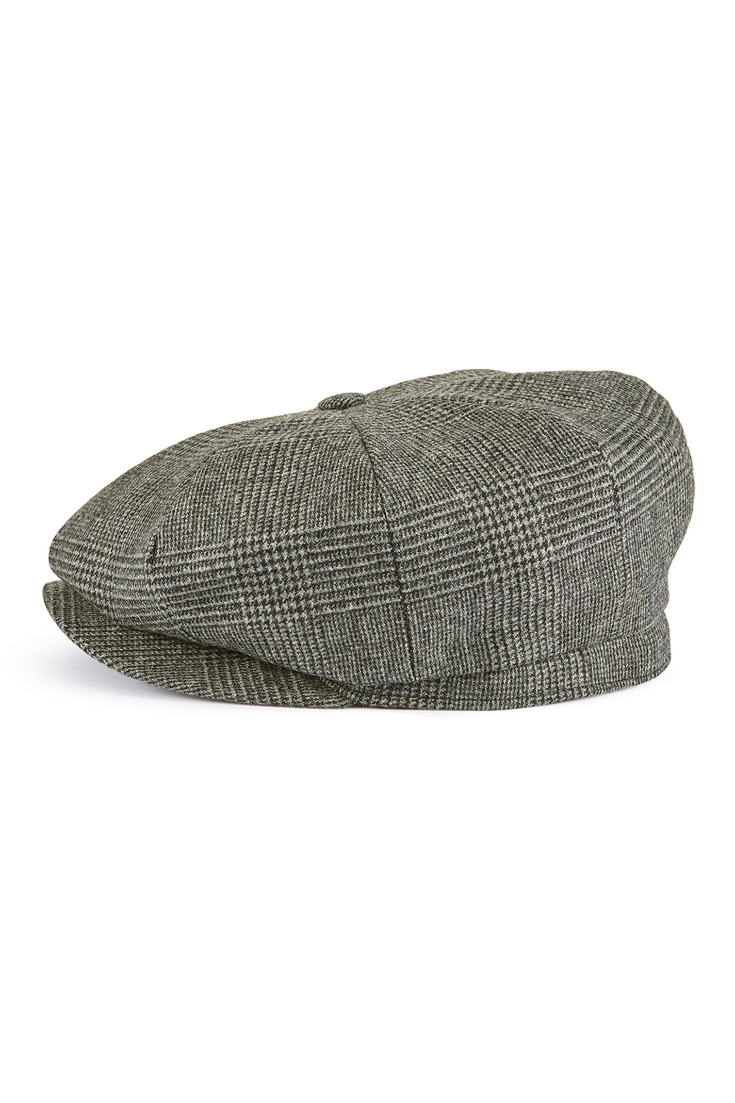 GREY CHECK WOOL BAKERBOY CAP
