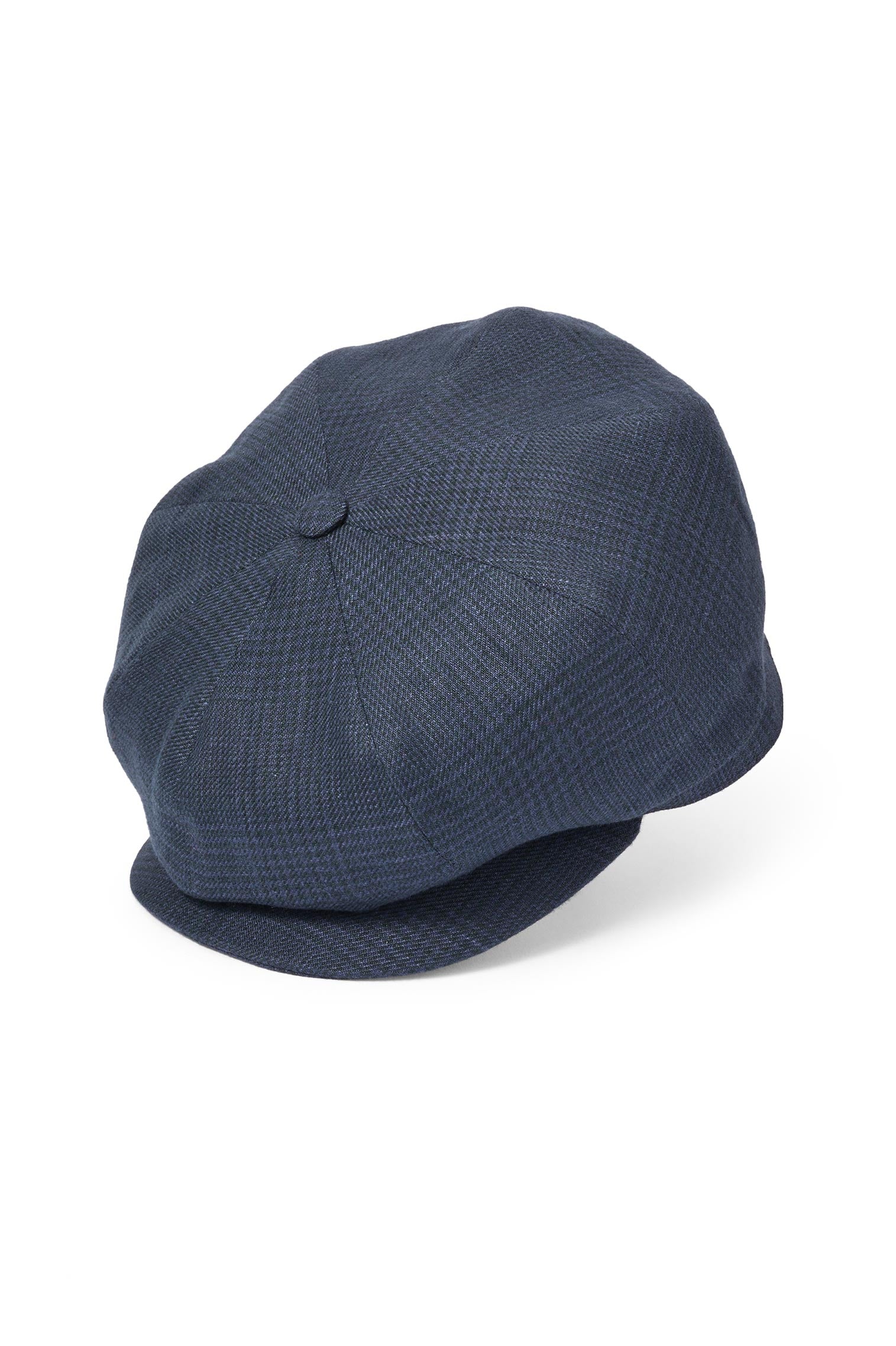 Tremelo Linen Navy Check Bakerboy Cap - Hats for Tall People - Lock & Co. Hatters London UK