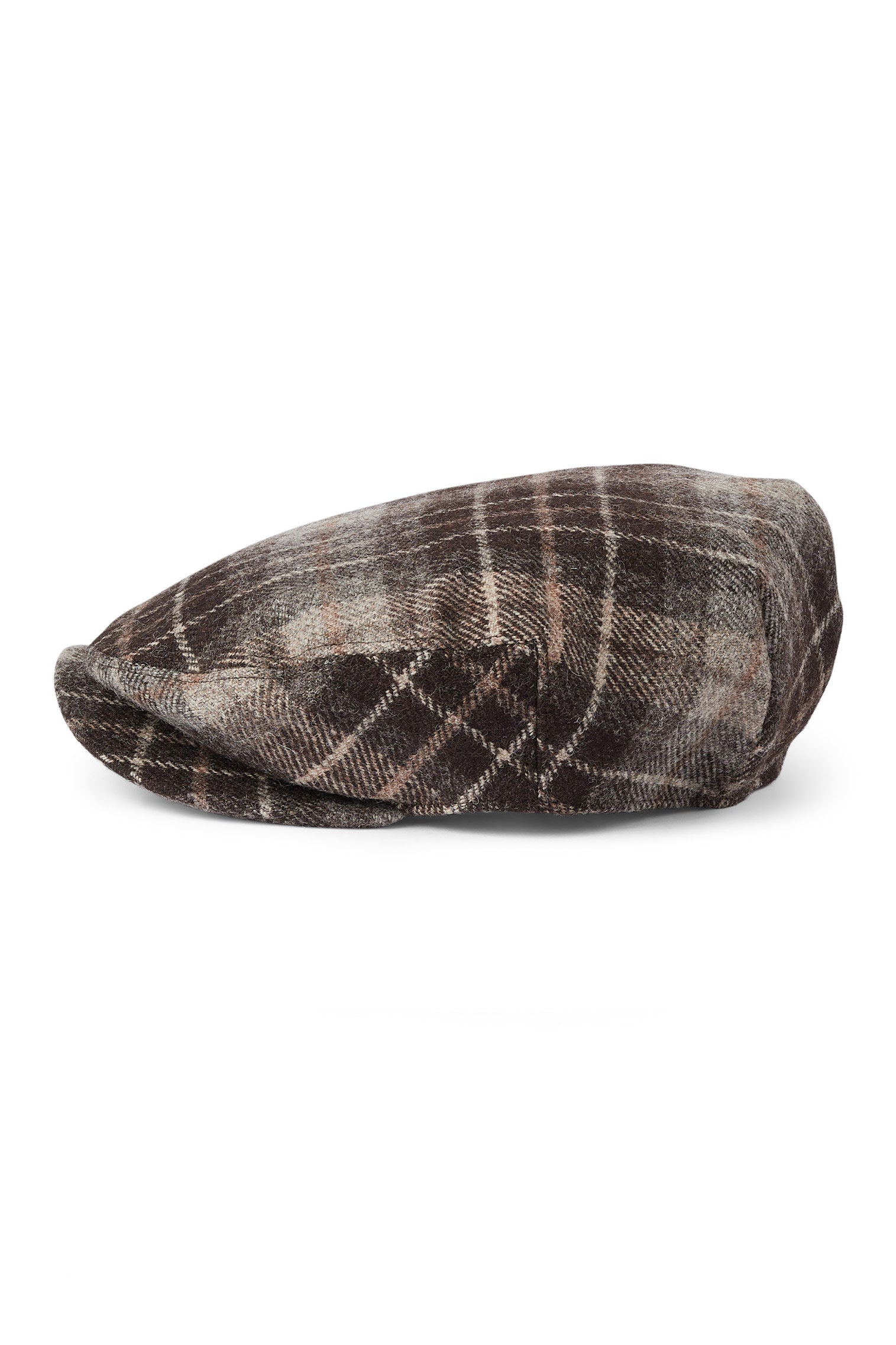 BROWN AND BEIGE PLAID FLAT CAP