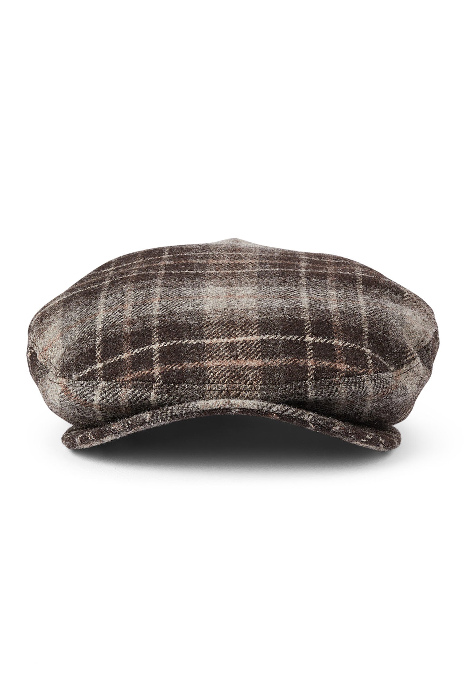 BROWN AND BEIGE PLAID FLAT CAP