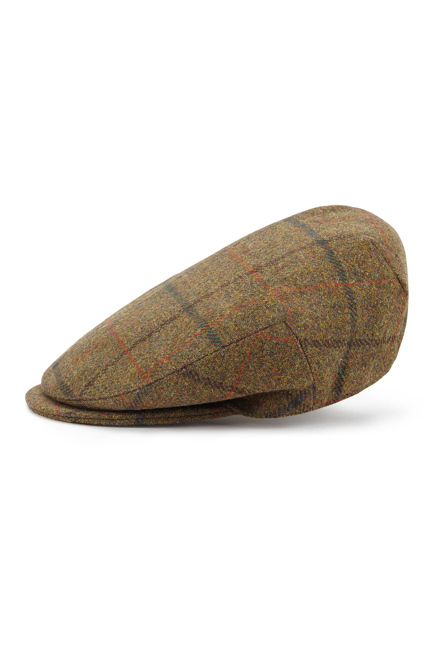 BROWN/KHAKI WOOL TWEED FLAT CAP