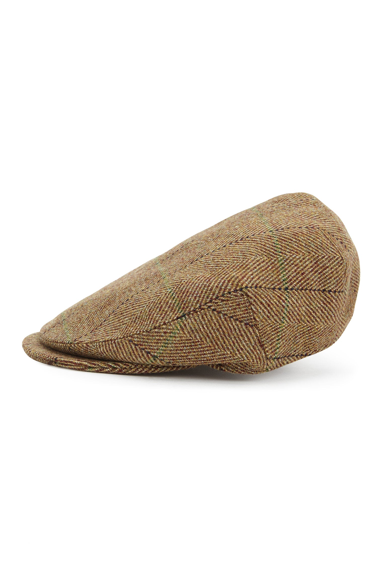 BROWN/KHAKI WOOL TWEED FLAT CAP