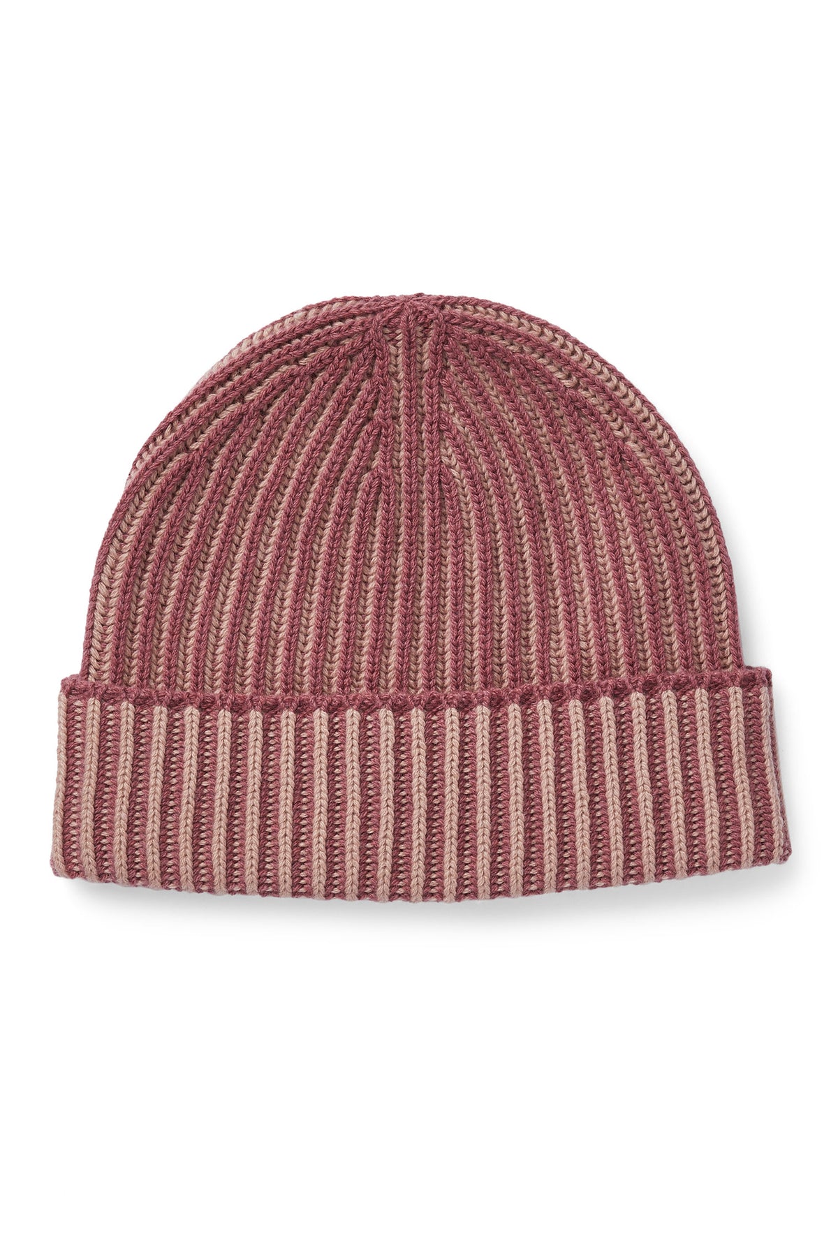 UNISEX PINK &amp; BEIGE CASHMERE RIBBED BEANIE - Lock & Co. Hatters London UK
            