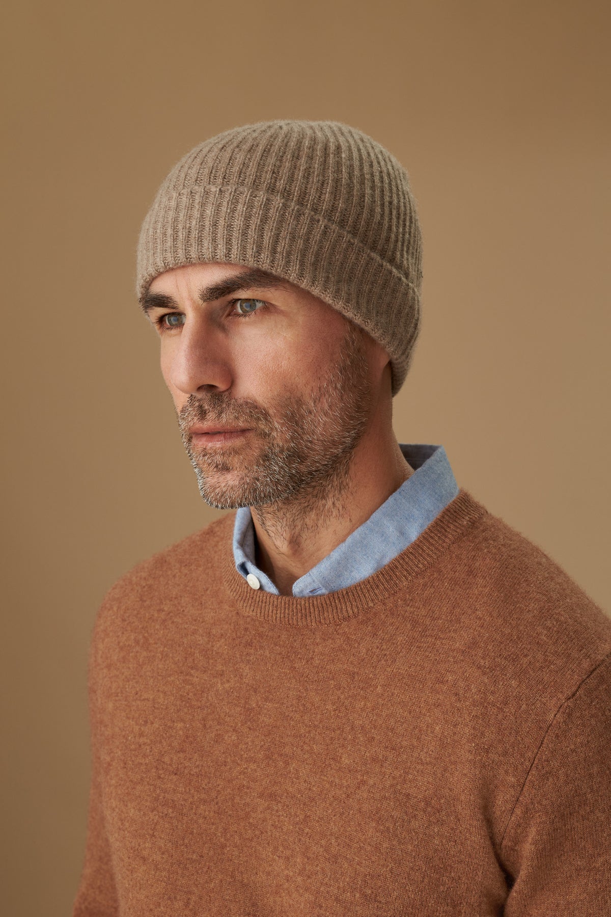 Taupe Cashmere Ski Hats for Men Women - Main Image