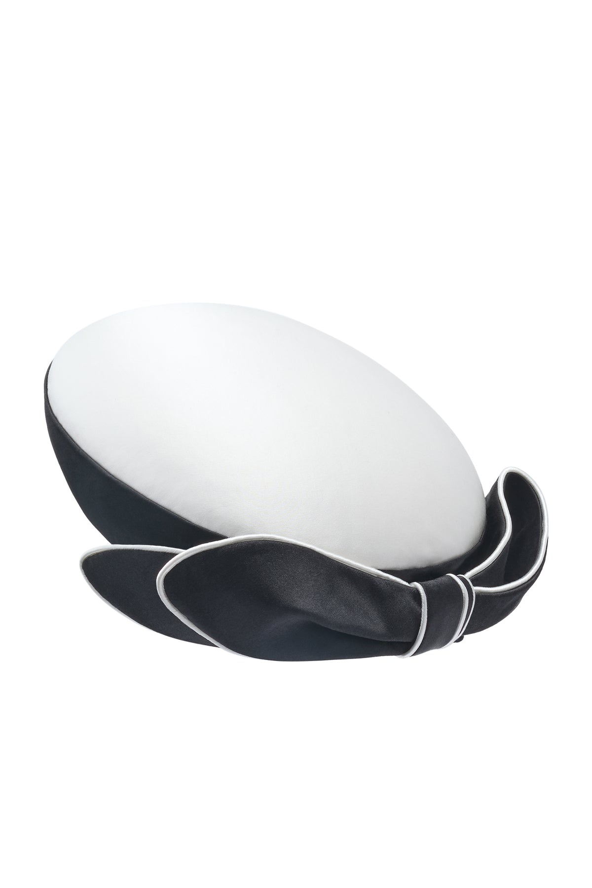 Black and white duchess satin pillbox hat with comb and elastic fastening  - Lock & Co. Hatters London UK
            