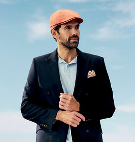 MENS ORANGE LINEN PANELLED DESIGN FLAT CAP WITH A COTTON LINING
