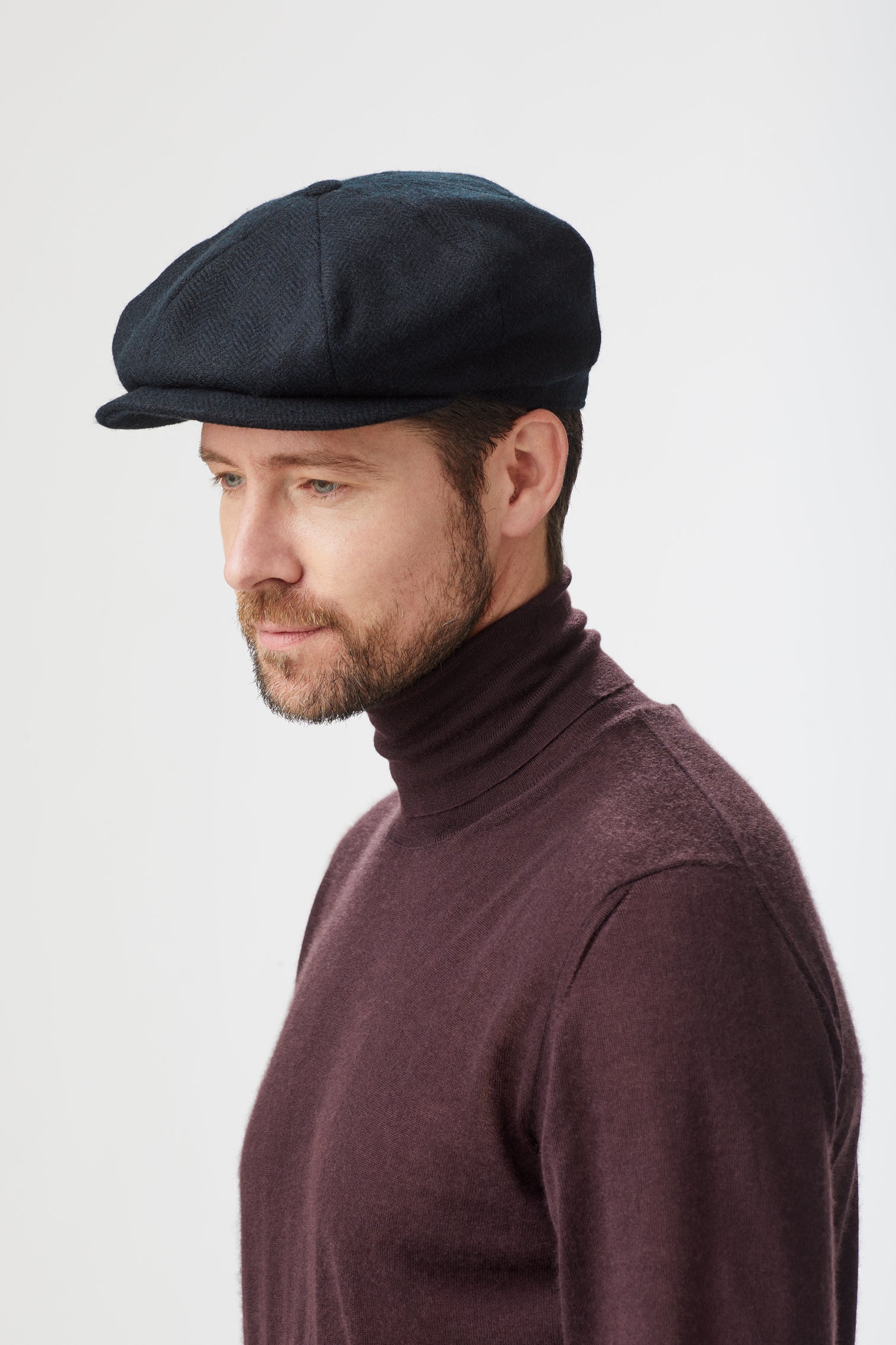 BLACK WOOL BAKERBOY CAP