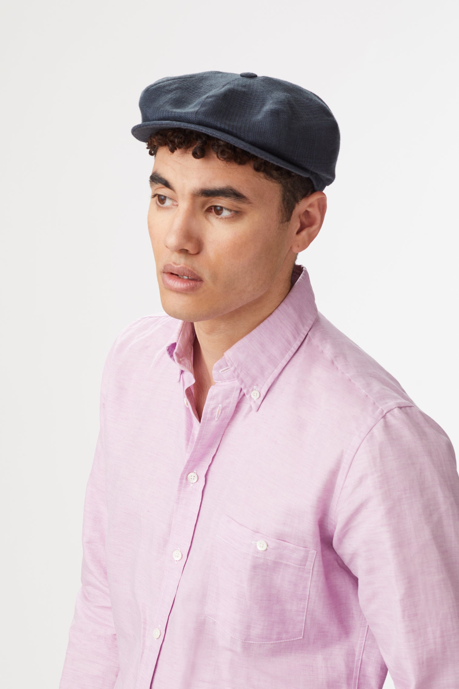 Tremelo Linen Navy Check Bakerboy Cap - Hats for Tall People - Lock & Co. Hatters London UK