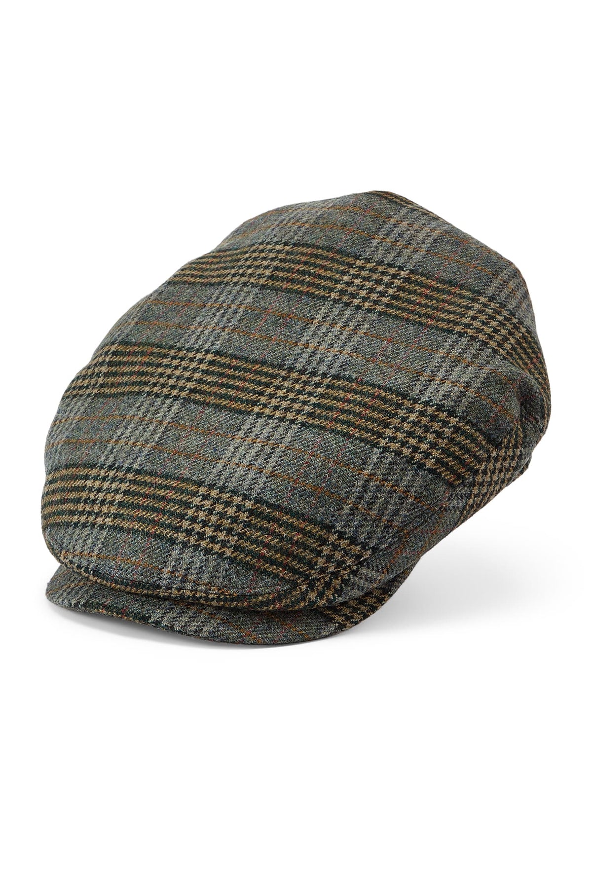 MEN'S GREEN CHECK WOOL FLAT CAP