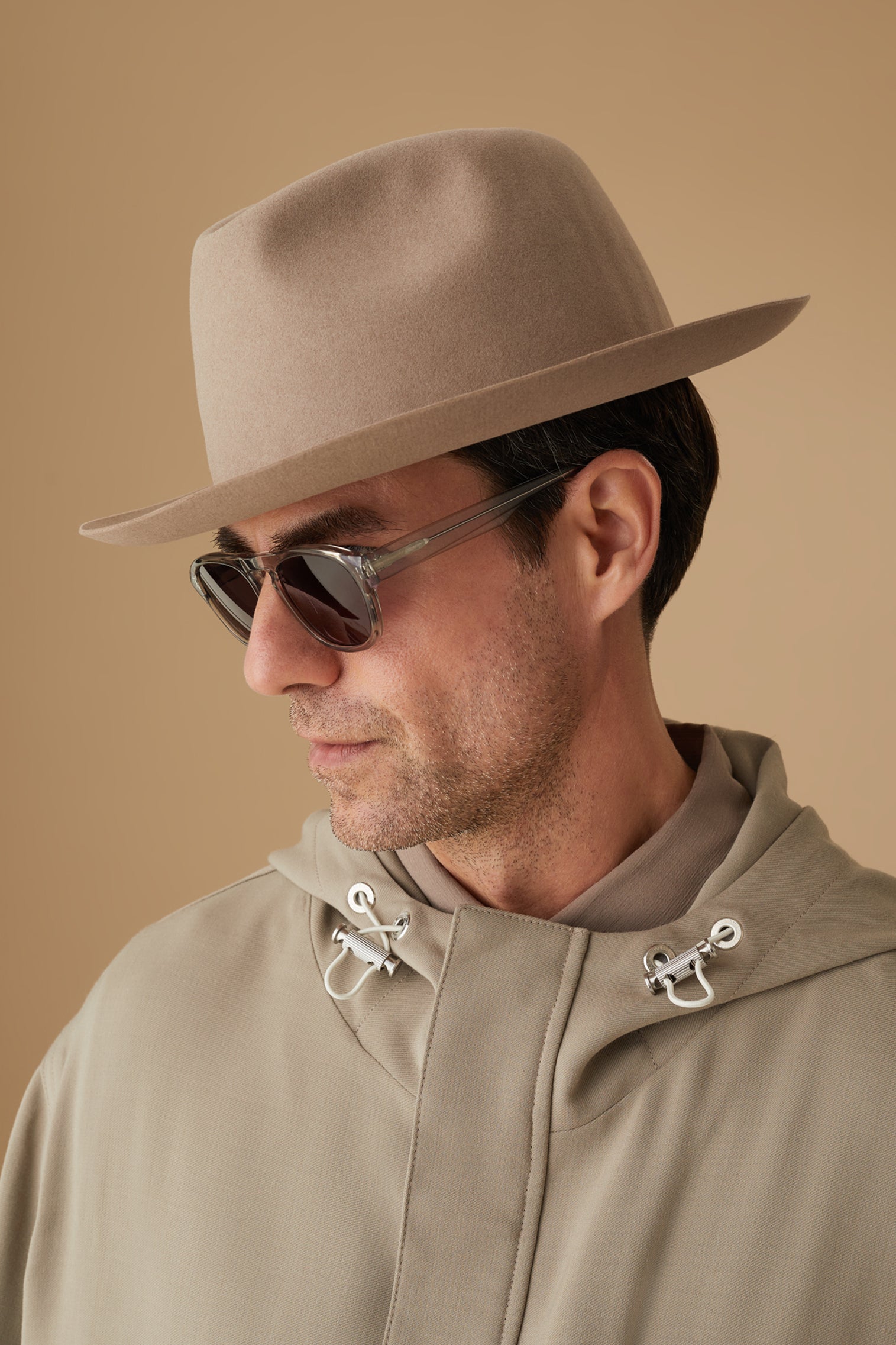 MEN'S BEAVER FUR FELT BEIGE TRILBY HAT