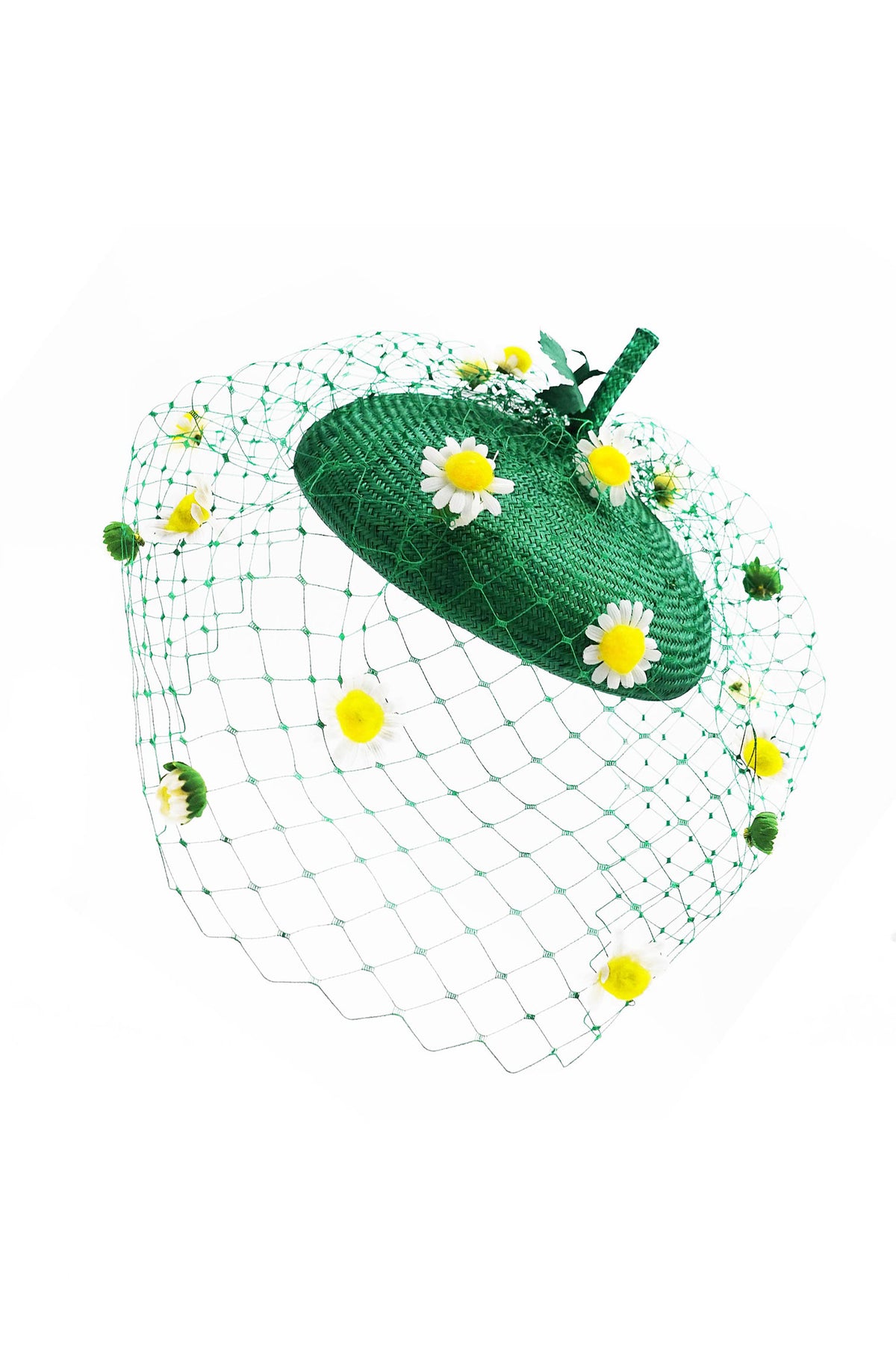WOMEN&#39;S GREEN PARASISAL STRAW COUTURE BERET WITH VINTAGE DAISY SPECKLED VEIL - Lock & Co. Hatters London UK
            