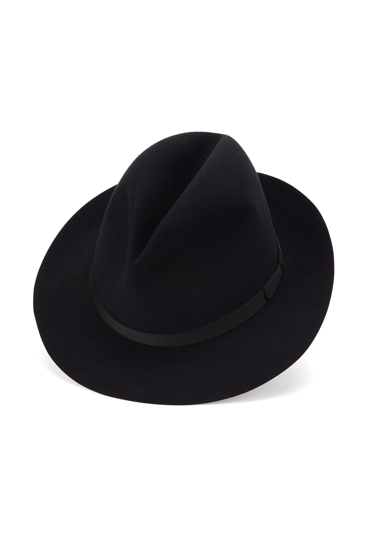 MEN'S BLACK FELT ROLLABLE TRILBY HAT WITH  A THIN GROSGRAIN BLACK RIBBON