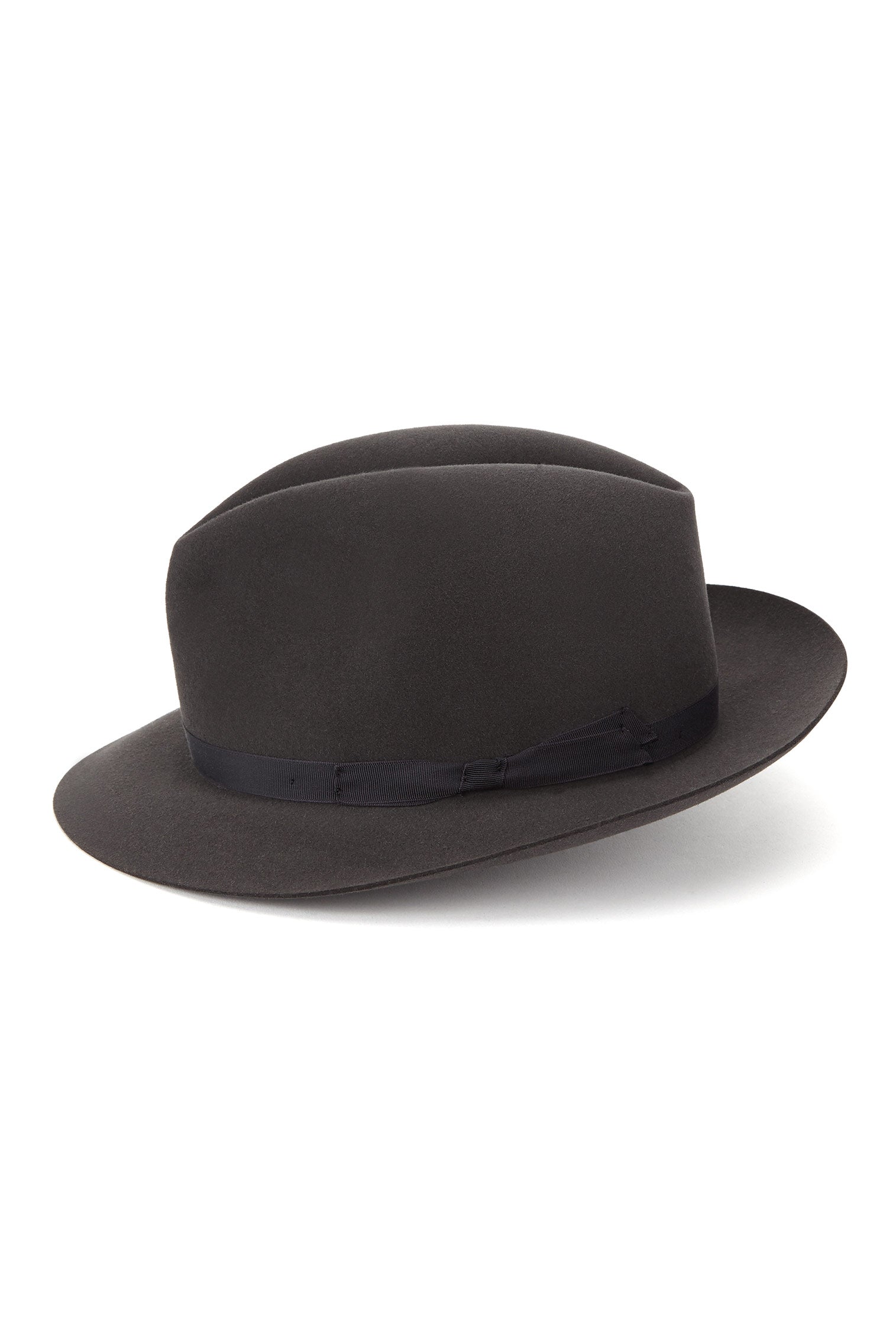 MEN'S GREY FELT ROLLABLE TRILBY HAT WITH  A THIN GROSGRAIN GREY RIBBON