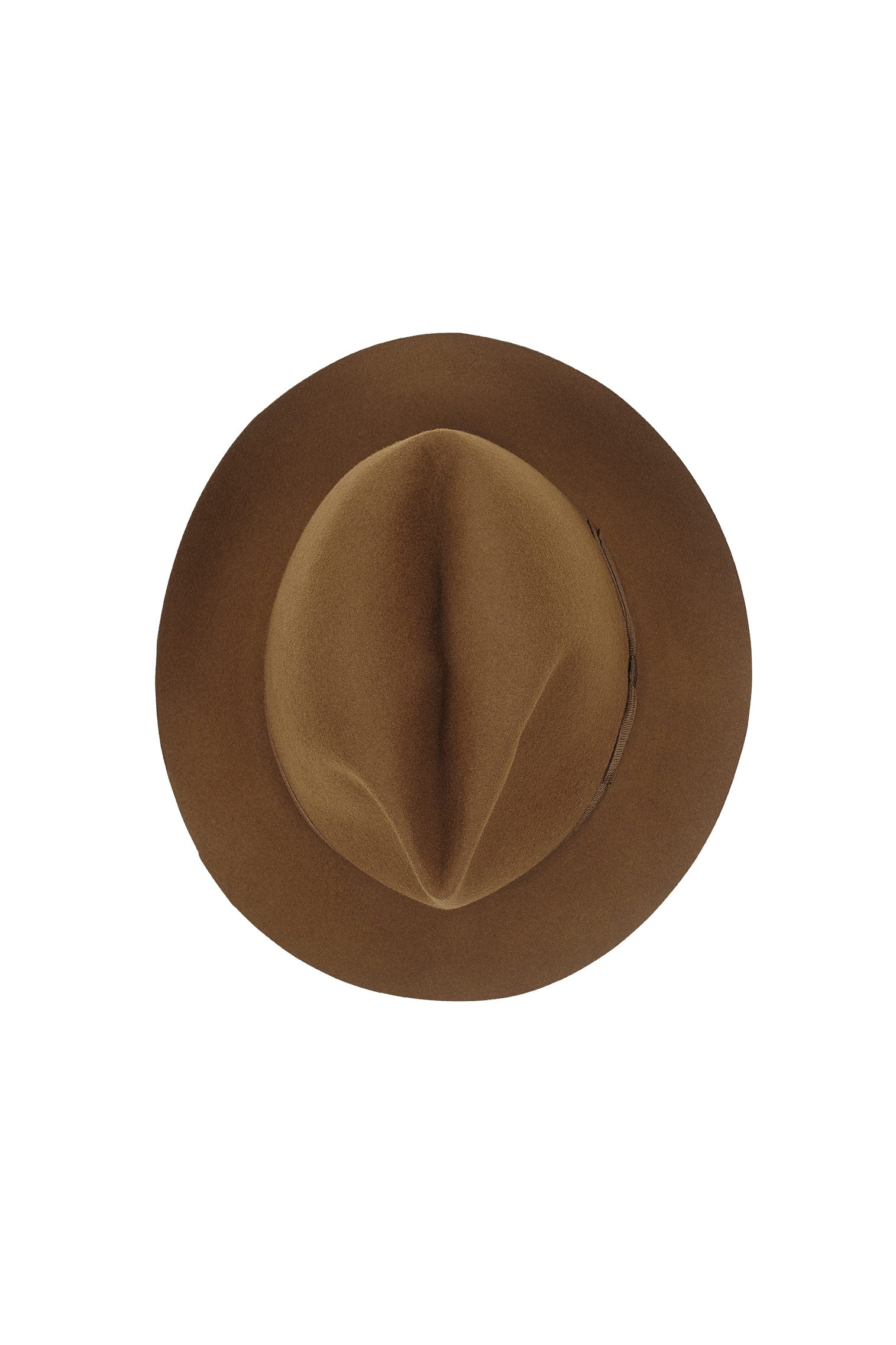 MEN'S LIGHT BROWN FELT ROLLABLE TRILBY HAT WITH  A THIN GROSGRAIN LIGHT BROWN RIBBON