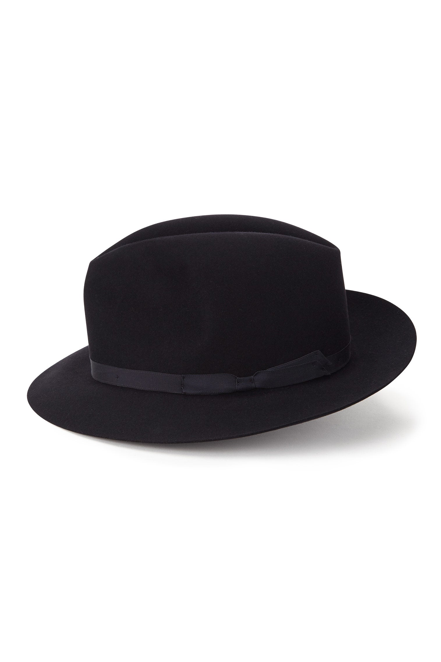 MEN'S NAVY FELT ROLLABLE TRILBY HAT WITH  A THIN GROSGRAIN NAVY RIBBON