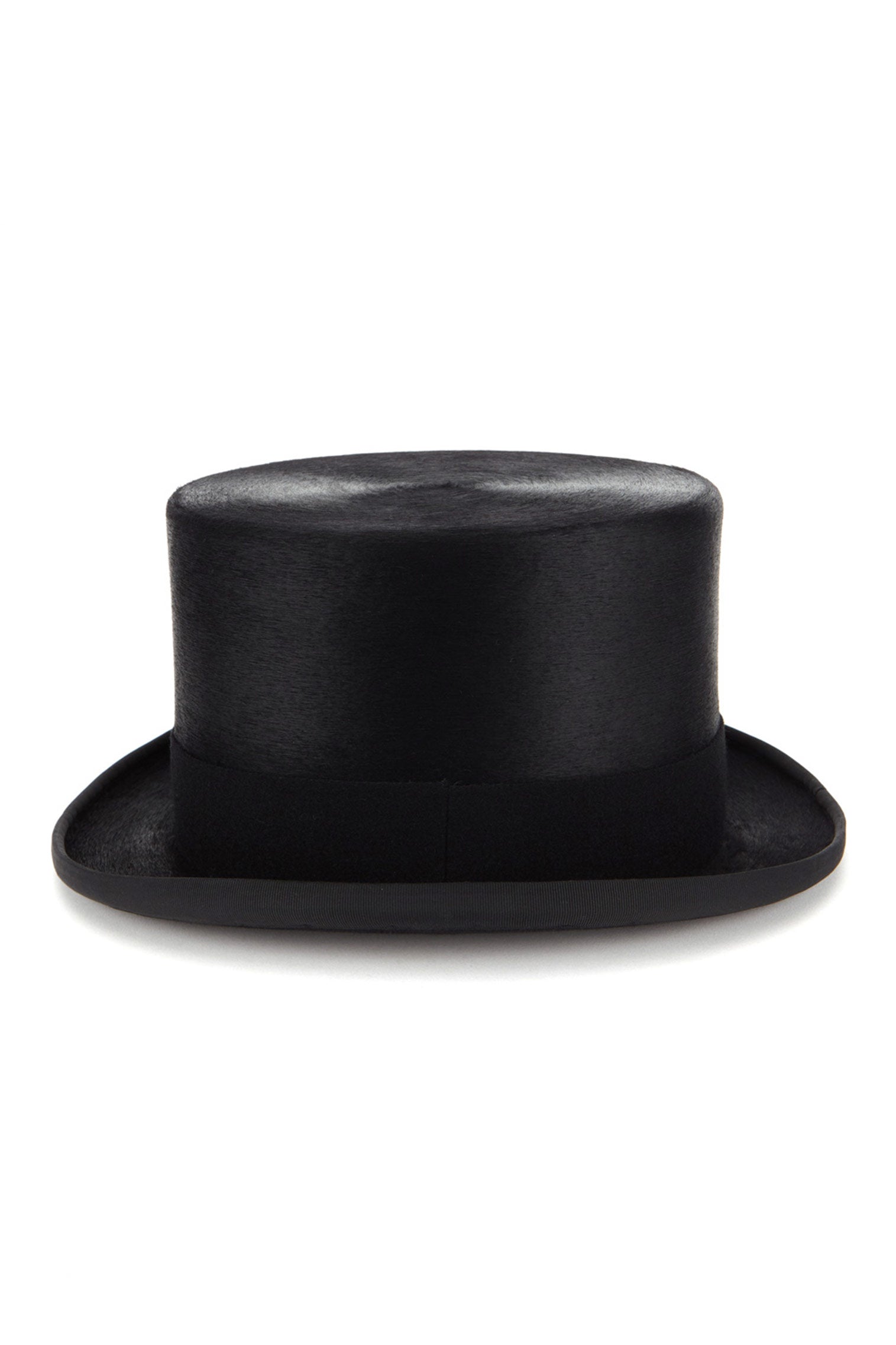 BLACK RABBIT FUR FELT TOP HAT WITH BLACK GROSGRAIN BAND