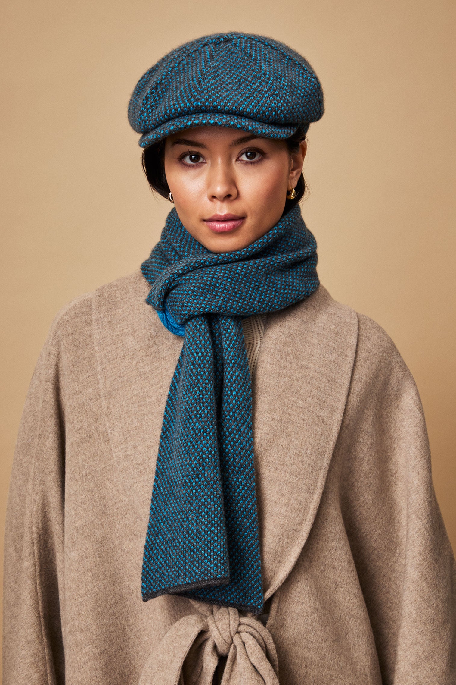 lock & co hatters Whitebridge Turquoise Cashmere Bakerboy Cap Free