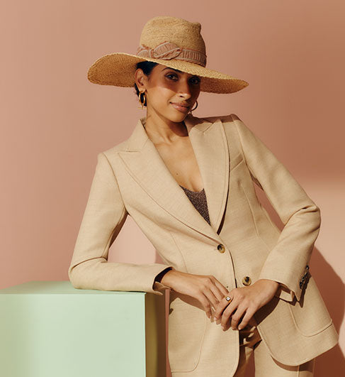 Raffia Wide Brim Hat With Textured Pink Band and Bow